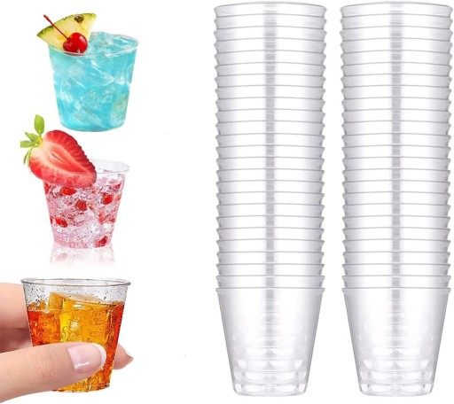 Jednorazové malé, pevné plastové poháre na vodku, sada 40ml x 50