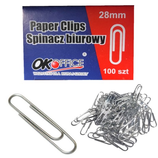 Okrúhle kovové kancelárske klipy 28mm 100 ks