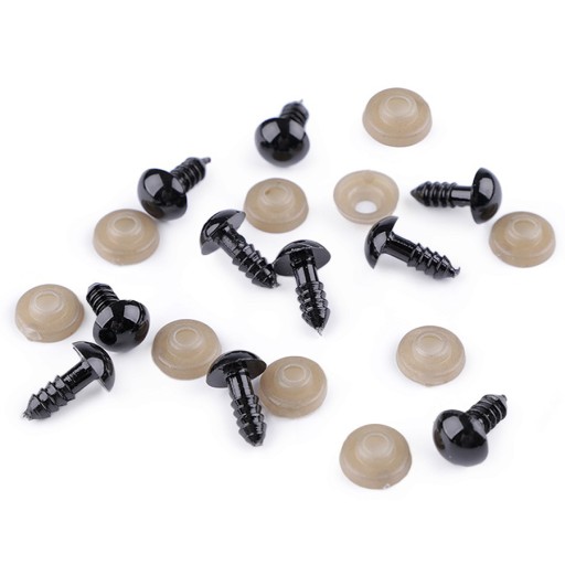 10x Safe CLAMP EYES očká na maskové hračky ČIERNA 10 mm