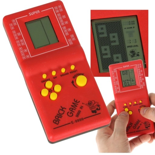 ELEKTRONICKÁ HRA TETRIS TETRIZ 9999V1 ČERVENÁ RETRO ARKÁDOVÁ HRA