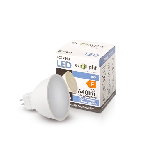 LED žiarovka MR16 12V 8W = 60W 640lm Studená