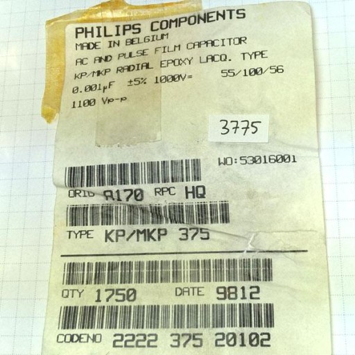 Kondenzátor Philips 1.0nF 1000V R10 5% MKP375 x5