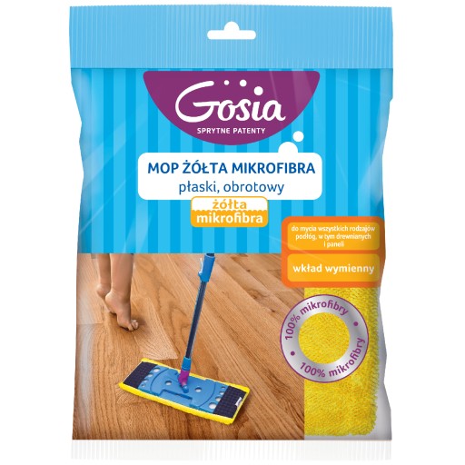 GOSIA NÁHRADA ZA PLOCHÝ OTOČNÝ MOP ŽLTÉ MIKROVLÁKNO 1 KS