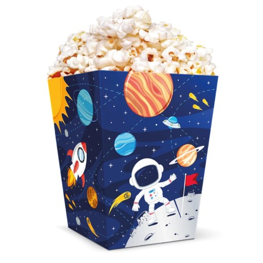 POPCORNOVÉ KRABIČKY NA SLADKOSTI vesmírny astronaut 6 ks k narodeninám detí