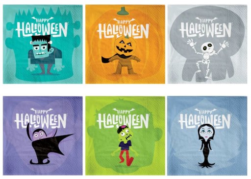 HALLOWEENSKÉ obrúsky MONSTER PUMPKIN GHOST VAMPIRE 12 ks