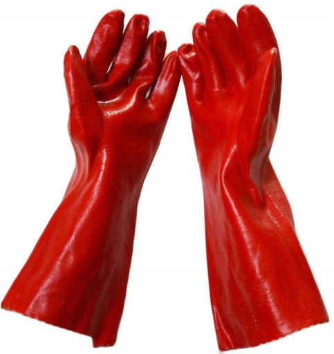 Pracovné rukavice z PVC odolné voči kyselinám 35 cm Odolnosť 4 1 2 1 Manžeta