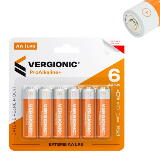 AA alkalické batérie LR6 R6 VERGONIC x6