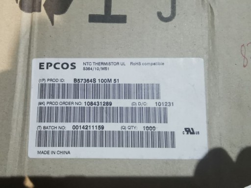 NTC termistor EPCOS/TDK 10R 20% 7,5A