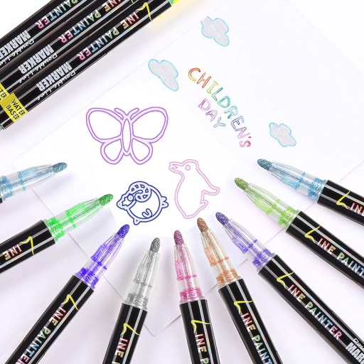MAGIC MARKERS Glitrové fixy FAREBNÉ METALICKÉ DVOJRADOVÉ 8 ks