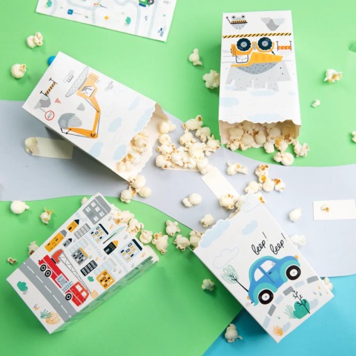Popcorn boxy Cars Construction 6 kusov Narodeniny