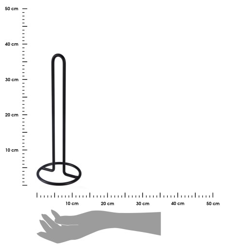 KUCHYŇSKÝ VEŠTIČ na papierové utierky, ČIERNA KOVOVÁ utierka, poval, 33 cm