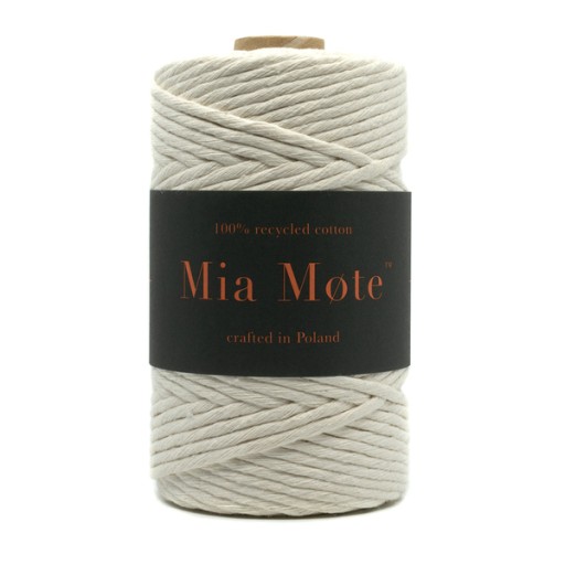 80 nití Mia Mote Twisted bavlnená šnúrka pre makramé, prírodná, 5mm, 100m