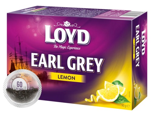 Expresný čierny čaj Earl Grey s citrónom veľké balenie 60 T. LOYD
