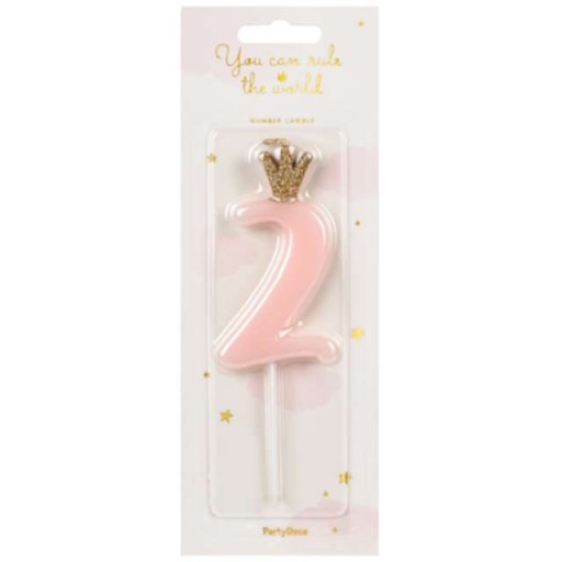 ČÍSLO 2 tortová SVIEČKA, ružová CORONA číslo