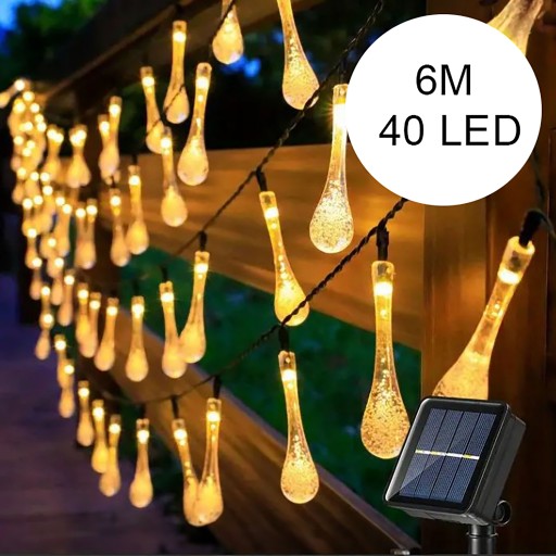 SOLAR GARLAND LED záhradné svetelné girlandy na balkón, 40 žiaroviek, 6 m