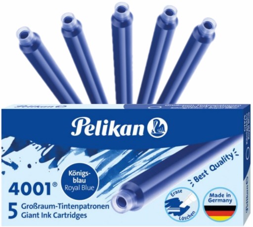 NÁPLNE Pelikan pre dlhé MODRÉ plniace perá, 5 kusov