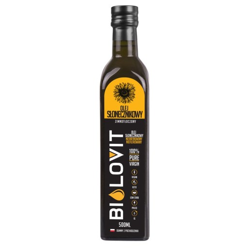 Slnečnicový olej lisovaný za studena 500 ml nerafinovaný, nefiltrovaný