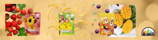 Zdravé banánové detské gumičky, bez cukru, bez želatíny, Purella s lupienkami 35 g