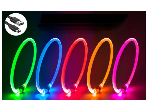 LED obojok pre psov a mačky, nastaviteľný cez USB