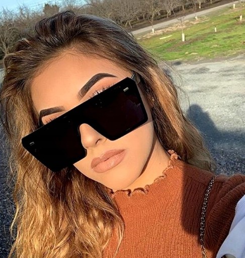 Dámske veľké okuliare UV400 Filter Shaded štvorcové slnečné okuliare