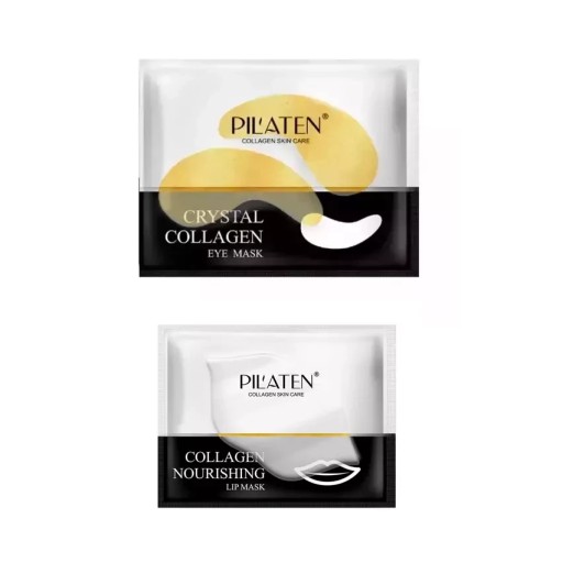 Pilaten Collagen Set Gold očné vankúšiky 6g + výživná maska na pery 7g