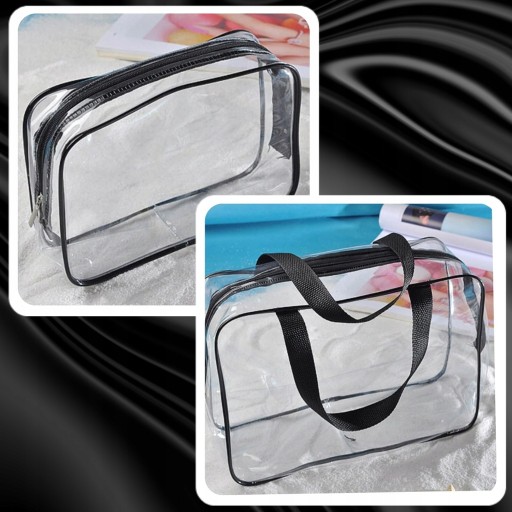 3V1 SET TRANSPARENTNÁ TURISTICKÁ CESTOVNÁ KOZMETICKÁ TAŠKA S KOZMETIKOU NA Zips