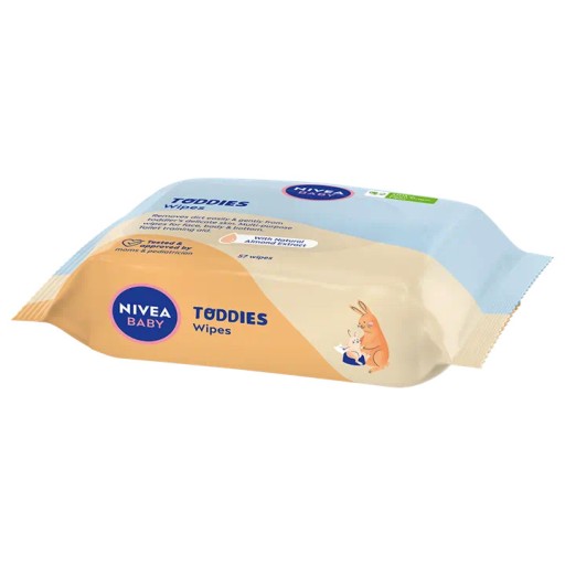 NIVEA BABY TODDIES UBÚRKY PRE DETI, VLHČENÉ, vyrobené z rastlinných vlákien