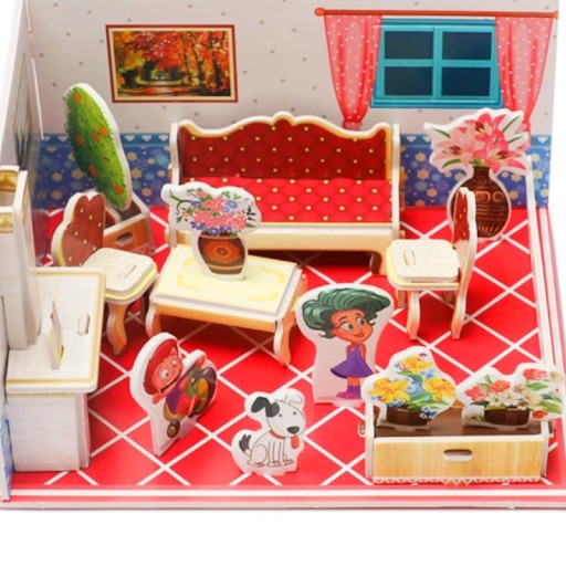 CARDBOARD HOUSE CASTLE AUTO 3D PUZZLE Z PAPIERA NA ZOSTAVENIE