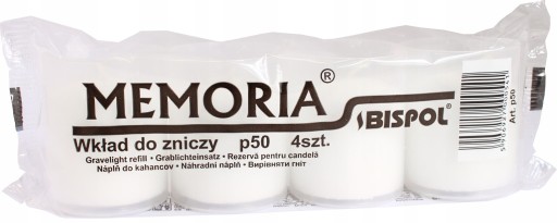Vložky do sviečok parafínové BISPOL P50 18H 4 ks. PARAFÍNOVÁ VLOŽKA DO SVIEČKOV