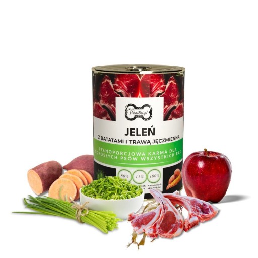 Mokré krmivo pre jeleňov so sladkými zemiakmi a jačmennou trávou
