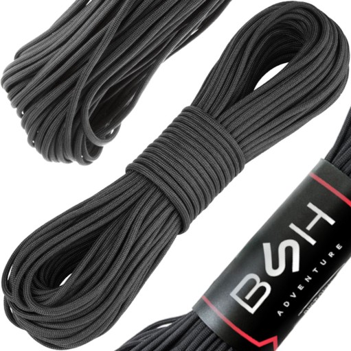 BSH - SUPER SILNÝ ODOLNÝ PARACORD SURVIVAL ČIERNA 30m / 180 kg