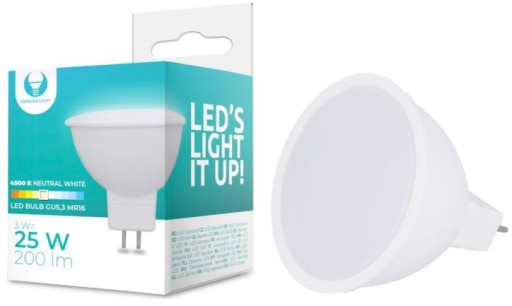 LED reflektorová žiarovka MR16 3W 12V neutrál