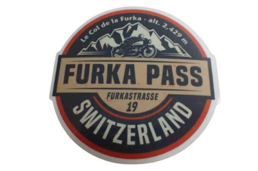 NÁLEPKA FURKA PASS ŠVAJČIARSKO 6,6 x 6,6 cm UNIKÁTNA KOLEKCIA