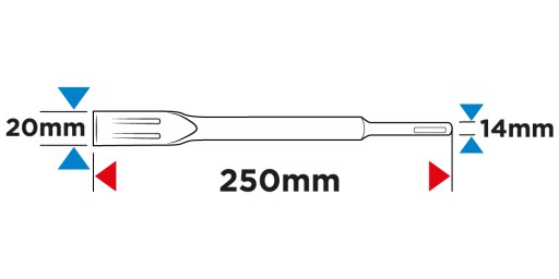 Plochý sekáč SDS Plus, samoostriaci, 20 x 250 mm