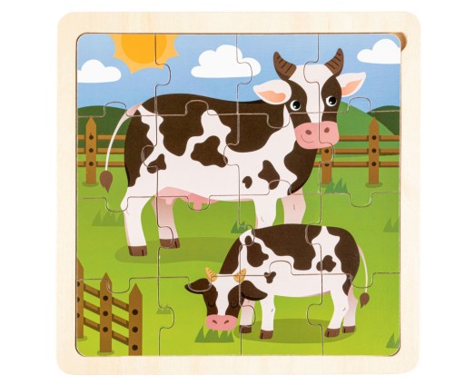 DREVENÉ PUZZLE VZDELÁVACIE BLOKY PRE DETI KRÁVKY 3+