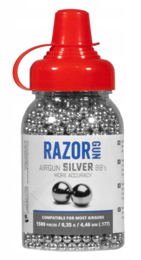 RazorGun Silver oceľové BB pelety 4,46 mm 1500 ks.
