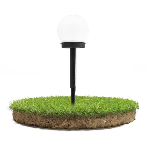 Solárne LED záhradné svietidlo, BIELA GUĽA, 10 cm, Vodotesné IP44