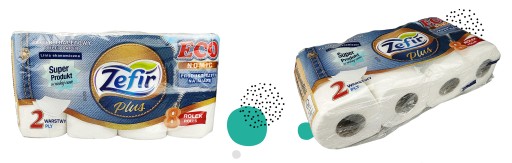 ZEFIR ECONOMIC 2-vrstvový toaletný papier, 8 roliek, biela celulóza