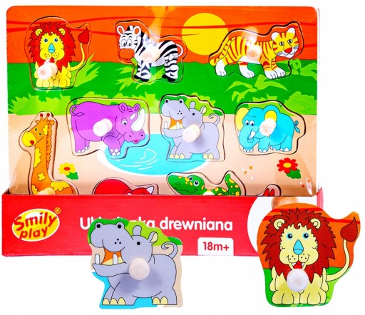 Smily Play drevené puzzle spw83596 zvieratká v zoo