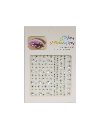 NÁLEPKY KRIŠTÁĽOV TVÁR ZIRKONIOVÉ DIAMANTY 3D OČI MAKE-UP NECHTY