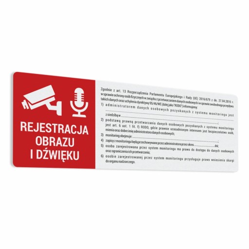 Nálepka GDPR registrácie obrazu a zvuku 10x30