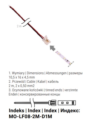 KONEKTOR PRE LED PÁS, KONCOVKA POZINKOVANÁ + ZÁSTRČKA D1