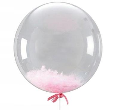 Obrovský priehľadný balón BALL s ružovými pierkami