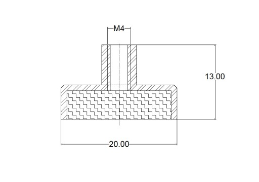 Magnetický držiak 20 objímka s háčikom M4 2 ks
