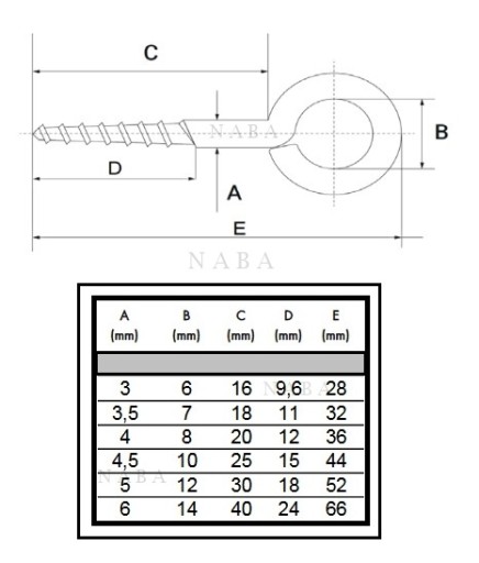 NEREZOVÁ SKRUTKA OČKA DREVENÁ 3,0x16mm 1ks
