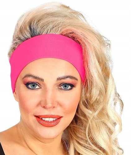 Neónová RUŽOVÁ Látková čelenka Disco karneval 80. rokov