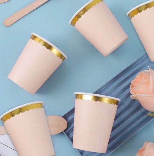 NUDE karamelové BÉŽOVÉ ZLATÉ BOHO papierové poháriky 220ml