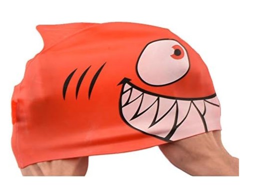 Detská silikónová plavecká čiapka Aqua-Sport Junior Shark Red