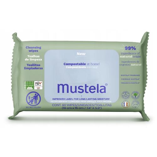 MUSTELA Kompostovateľné vlhčené utierky s vôňou, 60 ks.