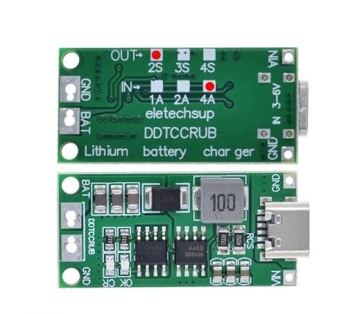 Nabíjačka BMS 2S 4A typu C 7,4 V – 8,4 V Boost LiPo Li-Ion 18650 nabíjačka